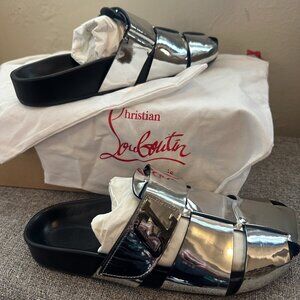 Men's Silver Holographic Christian Louboutin Slides